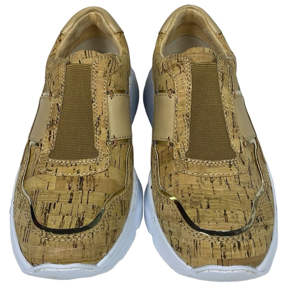 New Donald J. Pliner KARLI Cork With Gold Trim Luxury fashion Sneakers Size 6.5 - Picture 3 of 13